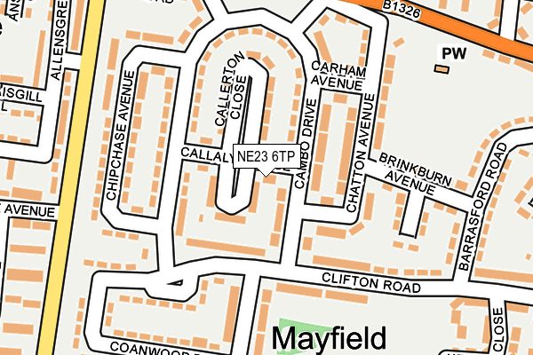 NE23 6TP map - OS OpenMap – Local (Ordnance Survey)