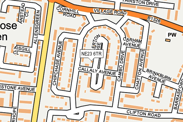 NE23 6TR map - OS OpenMap – Local (Ordnance Survey)