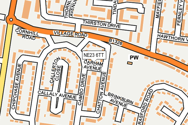 NE23 6TT map - OS OpenMap – Local (Ordnance Survey)