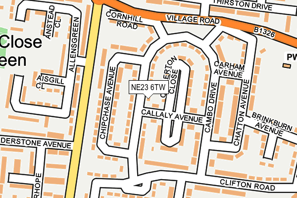 NE23 6TW map - OS OpenMap – Local (Ordnance Survey)