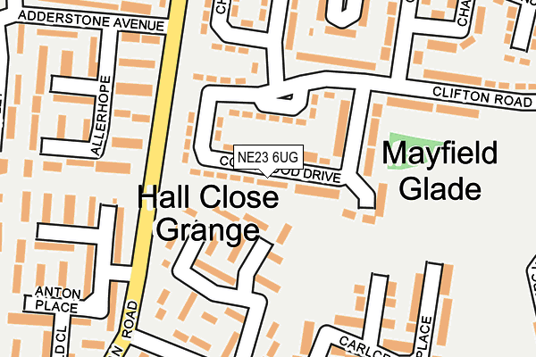 NE23 6UG map - OS OpenMap – Local (Ordnance Survey)