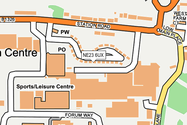 NE23 6UX map - OS OpenMap – Local (Ordnance Survey)