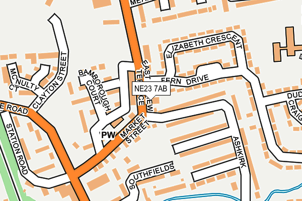NE23 7AB map - OS OpenMap – Local (Ordnance Survey)