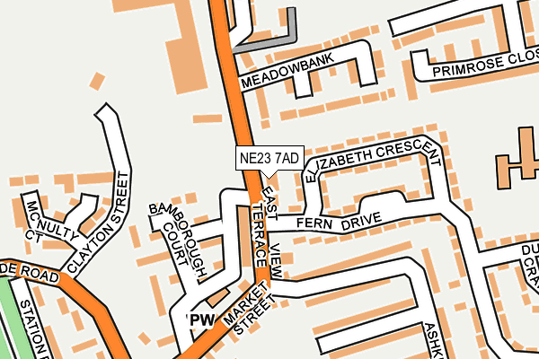 NE23 7AD map - OS OpenMap – Local (Ordnance Survey)