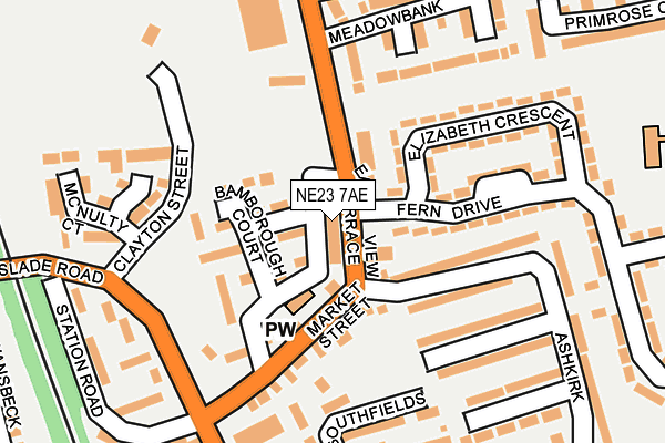 NE23 7AE map - OS OpenMap – Local (Ordnance Survey)