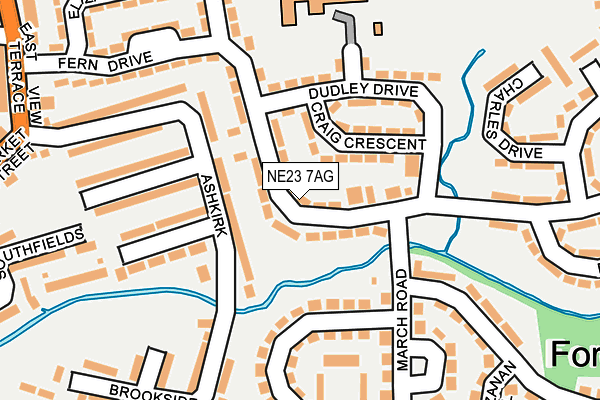 NE23 7AG map - OS OpenMap – Local (Ordnance Survey)