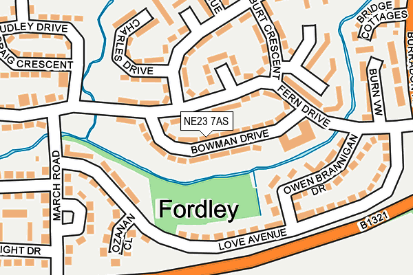 NE23 7AS map - OS OpenMap – Local (Ordnance Survey)