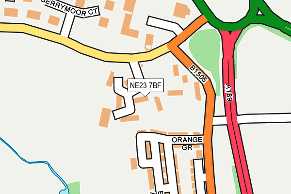 NE23 7BF map - OS OpenMap – Local (Ordnance Survey)