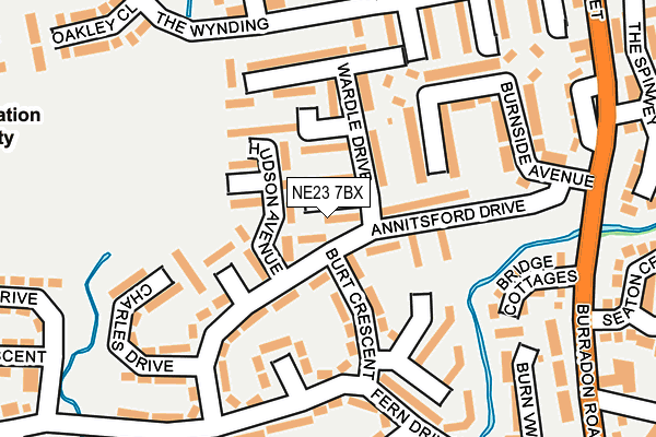 NE23 7BX map - OS OpenMap – Local (Ordnance Survey)