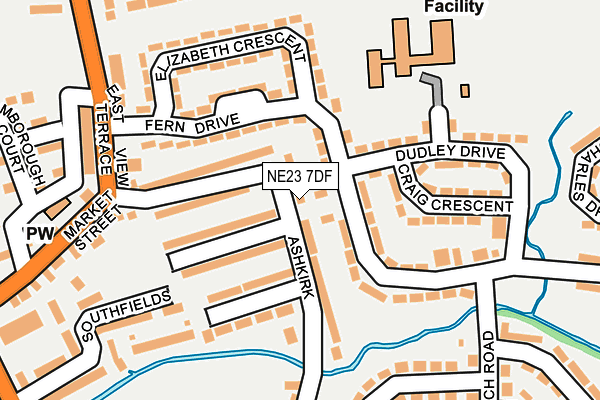 NE23 7DF map - OS OpenMap – Local (Ordnance Survey)