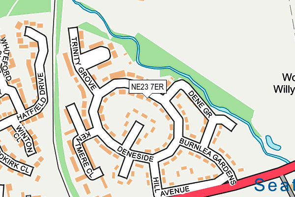 NE23 7ER map - OS OpenMap – Local (Ordnance Survey)