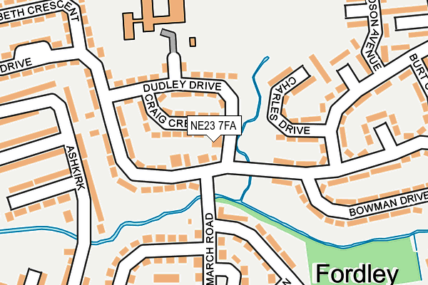 NE23 7FA map - OS OpenMap – Local (Ordnance Survey)
