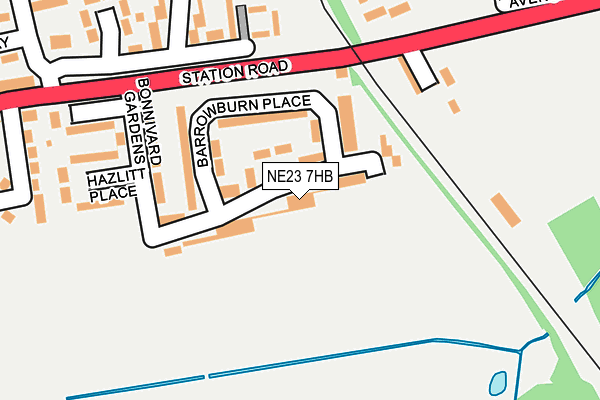 NE23 7HB map - OS OpenMap – Local (Ordnance Survey)