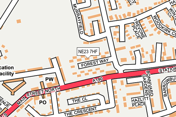 NE23 7HF map - OS OpenMap – Local (Ordnance Survey)