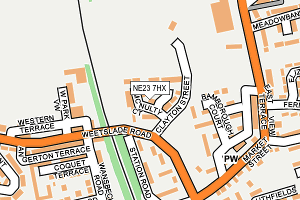 NE23 7HX map - OS OpenMap – Local (Ordnance Survey)