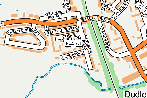 NE23 7JJ map - OS OpenMap – Local (Ordnance Survey)