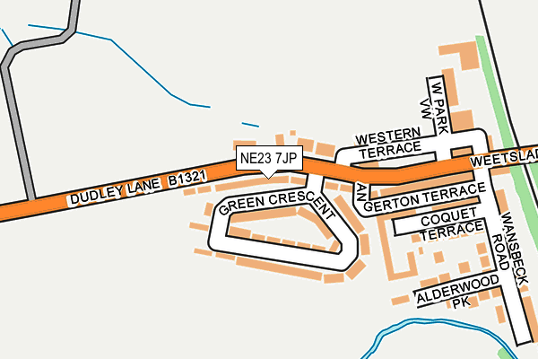 NE23 7JP map - OS OpenMap – Local (Ordnance Survey)