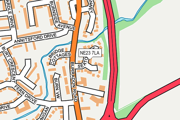 NE23 7LA map - OS OpenMap – Local (Ordnance Survey)