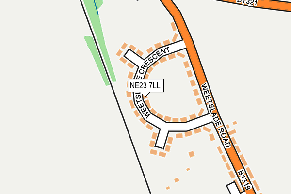 NE23 7LL map - OS OpenMap – Local (Ordnance Survey)