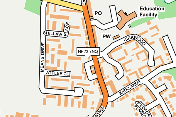 NE23 7NQ map - OS OpenMap – Local (Ordnance Survey)