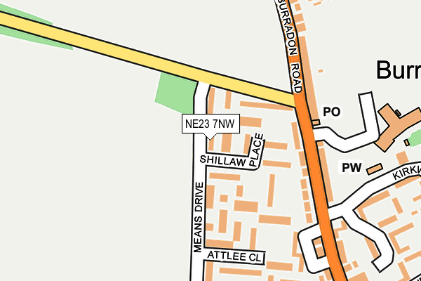 NE23 7NW map - OS OpenMap – Local (Ordnance Survey)