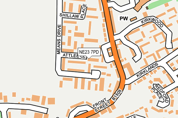 NE23 7PD map - OS OpenMap – Local (Ordnance Survey)