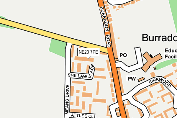 NE23 7PE map - OS OpenMap – Local (Ordnance Survey)