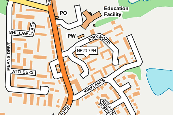 NE23 7PH map - OS OpenMap – Local (Ordnance Survey)