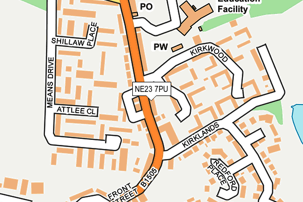 NE23 7PU map - OS OpenMap – Local (Ordnance Survey)