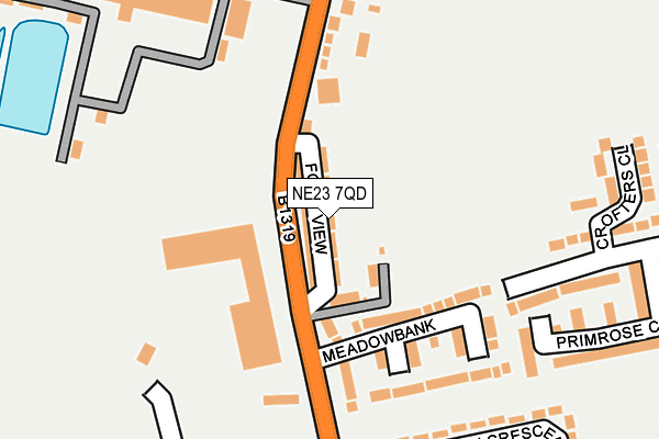 NE23 7QD map - OS OpenMap – Local (Ordnance Survey)
