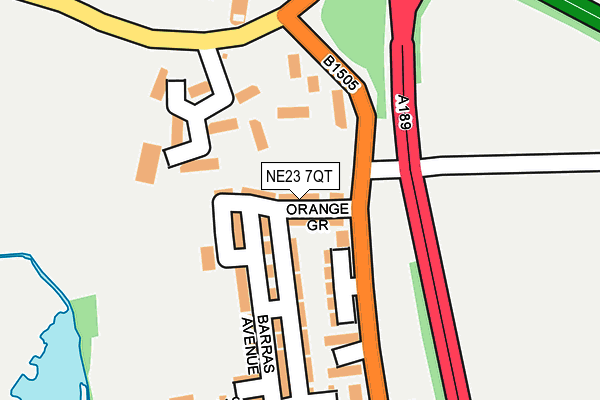 NE23 7QT map - OS OpenMap – Local (Ordnance Survey)