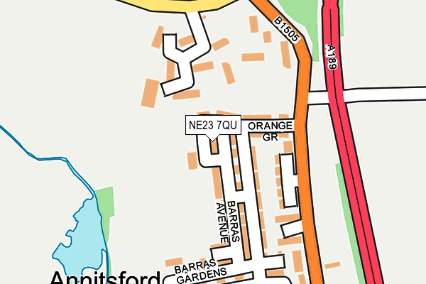 NE23 7QU map - OS OpenMap – Local (Ordnance Survey)