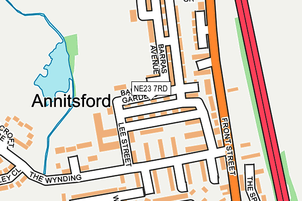 NE23 7RD map - OS OpenMap – Local (Ordnance Survey)