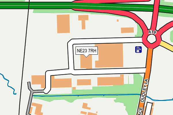NE23 7RH map - OS OpenMap – Local (Ordnance Survey)