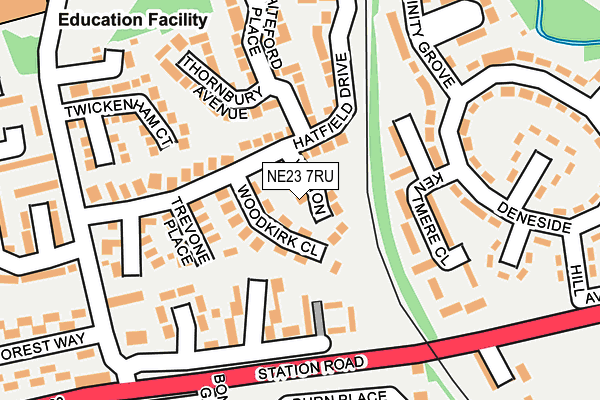 NE23 7RU map - OS OpenMap – Local (Ordnance Survey)