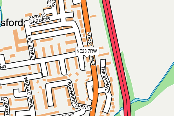 NE23 7RW map - OS OpenMap – Local (Ordnance Survey)