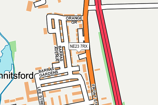 NE23 7RX map - OS OpenMap – Local (Ordnance Survey)