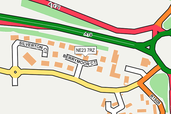NE23 7RZ map - OS OpenMap – Local (Ordnance Survey)