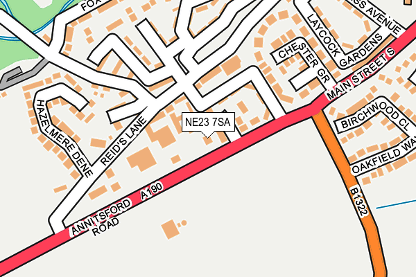 NE23 7SA map - OS OpenMap – Local (Ordnance Survey)