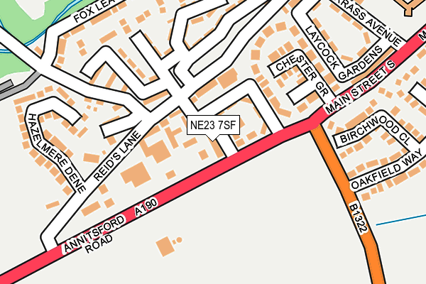 NE23 7SF map - OS OpenMap – Local (Ordnance Survey)