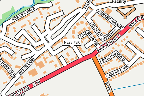 NE23 7SX map - OS OpenMap – Local (Ordnance Survey)