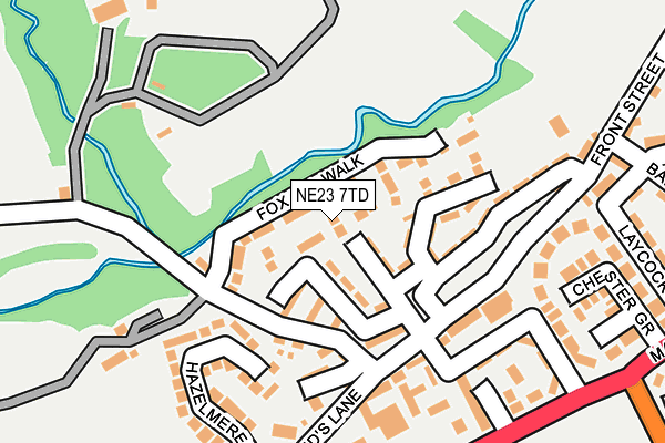 NE23 7TD map - OS OpenMap – Local (Ordnance Survey)