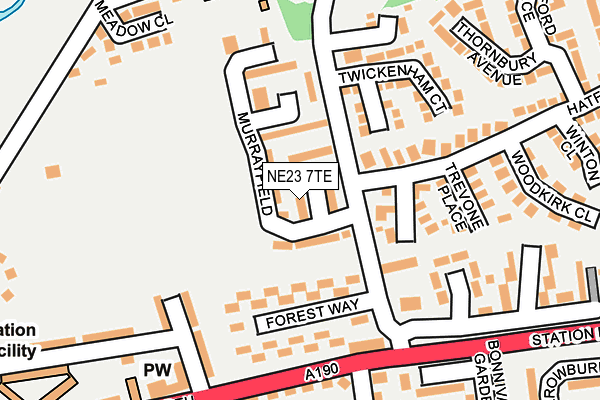 NE23 7TE map - OS OpenMap – Local (Ordnance Survey)