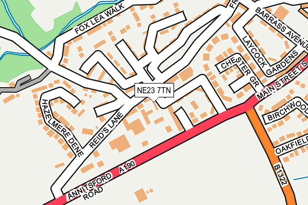 NE23 7TN map - OS OpenMap – Local (Ordnance Survey)