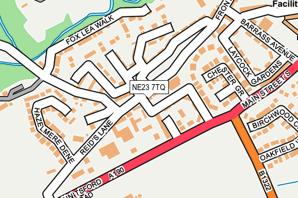 NE23 7TQ map - OS OpenMap – Local (Ordnance Survey)