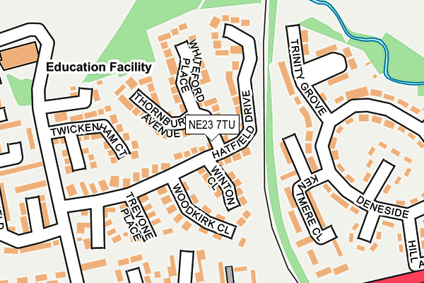 NE23 7TU map - OS OpenMap – Local (Ordnance Survey)