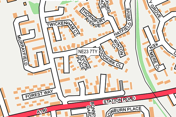 NE23 7TY map - OS OpenMap – Local (Ordnance Survey)
