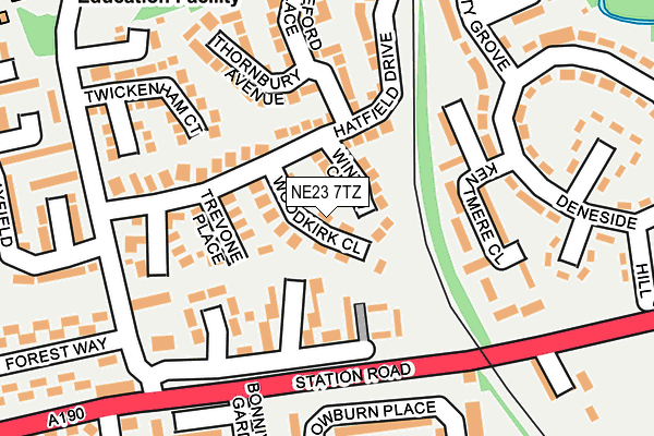 NE23 7TZ map - OS OpenMap – Local (Ordnance Survey)
