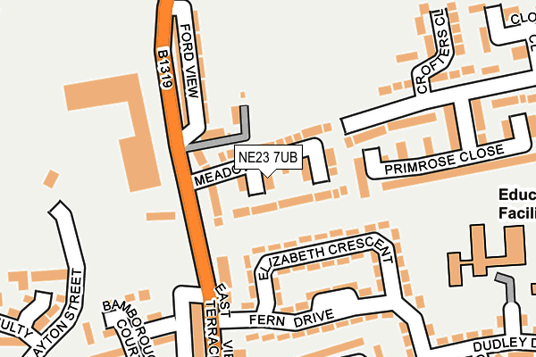 NE23 7UB map - OS OpenMap – Local (Ordnance Survey)