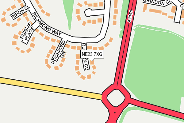 NE23 7XG map - OS OpenMap – Local (Ordnance Survey)
